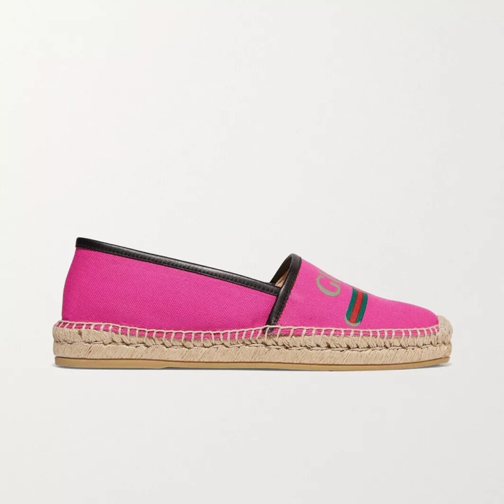 Gucci Pink Canvas Espadrilles Size 39.5 Authentic - Picture 3 of 14
